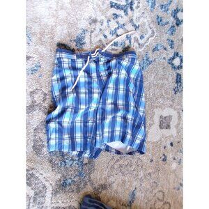 Swimwear Board Shorts Blue Plaid Size L